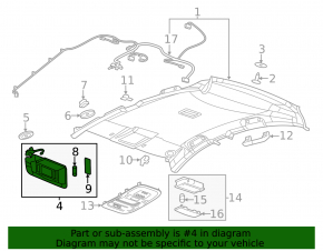 Left visor for Chevrolet Volt 11-15, light gray
