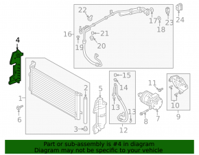 Right radiator deflector for Hyundai Sonata 16-17 hybrid
