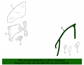 Upper door molding front right Audi A6 C7 12-18 black with glass seal