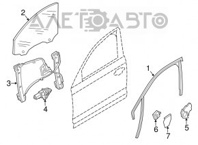Upper door molding front right Audi A6 C7 12-18 black with glass seal