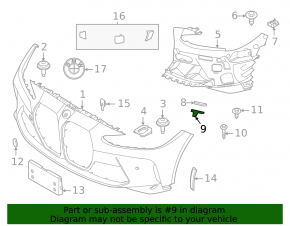 Front bumper mount, left lower fender, BMW 3 Series G20 19-25 with M4. Bumper cover & trim, with M3 CS, covers & mounting, lower
