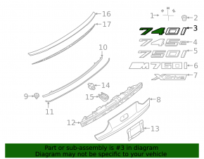 Emblem inscription 740i trunk lid BMW 7 G11 G12 16-22