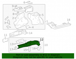 Inner part of the front left side member of a Toyota Corolla 14-19