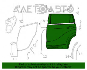 Door bare rear right Toyota Highlander 20-