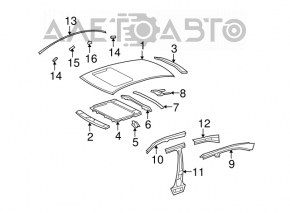 Roof lining right Lexus LS460 LS600h 07-12 chrome, painted