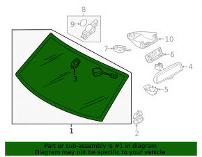 Windshield VW Touareg 11-16 under rain sensor, chips