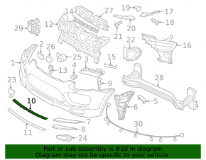Upper grille trim for front bumper Porsche Cayenne 958 11-14 upper