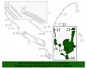 Kia Optima 16-20 washer reservoir without motor, with lid and sensor