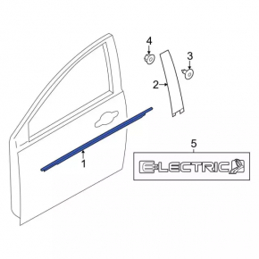 Door-glass molding, central front left, Ford Focus mk3 11-18, chrome
