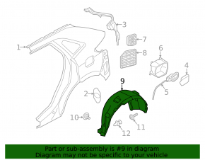 Rear right fender liner Lincoln Nautilus 19-23