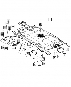 Ceiling handle right Dodge Dart 13-16