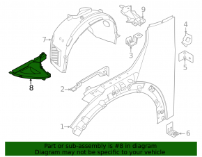 Front left fender liner Mini Cooper 25-26 front extension