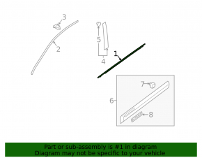 Subaru Outback 10-14 center front left door glass molding
