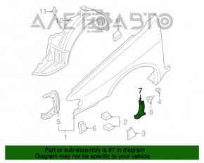 Front right fender liner for Nissan Maxima 99-02