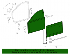 Naked front left door for Toyota Camry v50 12-14 USA