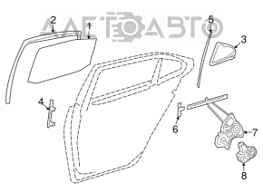 Glass door rear left Lexus LS460 LS600h 07-08 long