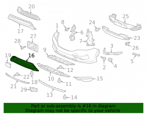 Lower grille of the front bumper Honda Accord 16-17