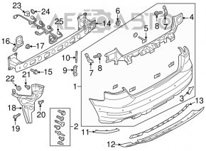 Rear bumper mount on the right wing of the Audi A3 8V 15-16