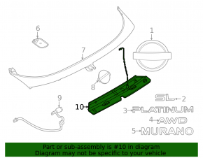Nissan Murano 25-26 trunk door number plate light strip