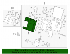 Left rear seat backrest for Chevrolet Impala 14-20, gray cloth, with belt, dry-cleanable