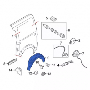 Rear left fender liner for Ford Transit Connect MK2 13-25