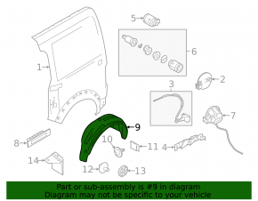 Rear left fender liner for Ford Transit Connect MK2 13-25