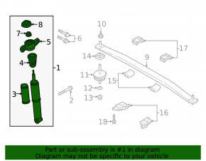 Rear left shock absorber assembly Volvo V60 19-25 Code 7d1b, AWD