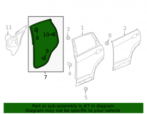 Rear left door seal Honda CRV 12-16
