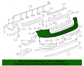 Bare rear bumper upper part VW Touareg 11-14 for parking sensors