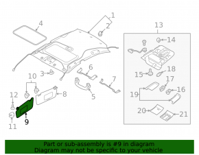 Left visor for Subaru Outback 10-14 gray