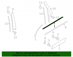 Door molding upper rear right Porsche Cayenne 958 11-17