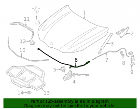 BMW 5 G30 17-23 hood lock release cable for lock, latch broken