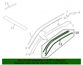 Roof trim seal left BMW i3 14-20 on body, set