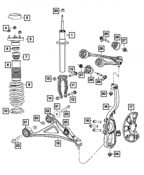 Front left shock absorber fork Dodge Charger 11- awd