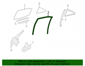 Rear right glass seal for Lexus Hs250h 10-12