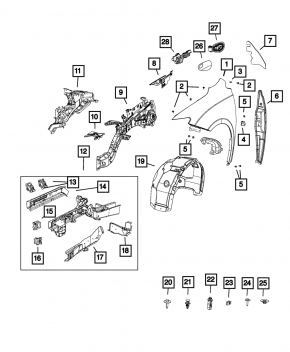 Front left wing Chrysler Pacifica 17-