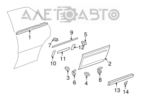 Molding door-glass center rear left Lexus RX300 98-03