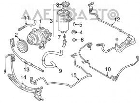 High pressure hose power steering lower BMW X5 E70 07-13 4.8