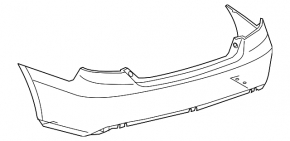 The rear bumper of a Toyota Camry V55 15-17 USA is black and dented, torn, and has broken fasteners.