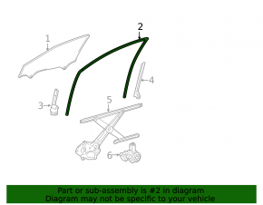 Front left door glass seal for Lexus ES250 ES300h ES350 19-26