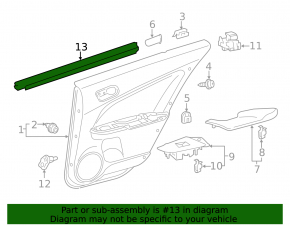 Rear left glass seal for Toyota Prius 50 16-18, inner