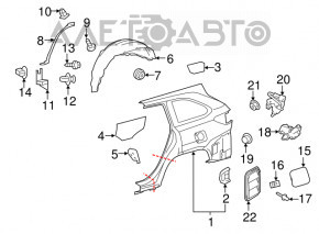Mudguard threshold rear right Toyota Highlander 14-19