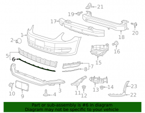 Molding of the lower grille of the front bumper, central, VW Beetle 12-16, chrome