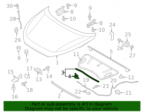 Central bonnet seal Hyundai Tucson 16-21