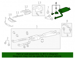 Muffler rear part with barrel left Lexus LS460 LS600h 07-12