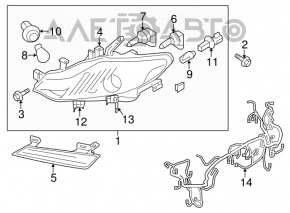 Right front headlight for Nissan Murano z51 2009-2010, halogen, cracks in the glass