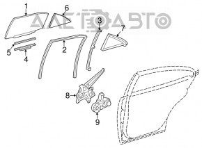 Rear right door glass guide Lexus ES300h ES350 13-18