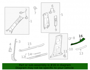 Lexus IS 14-24 black inner rear right door sill trim