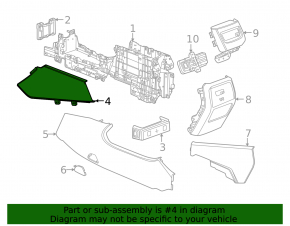 Chevrolet Equinox EV 24-26 black center console trim, side, right rear, upper