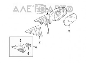 Left side mirror assembly for Mazda6 2003-2008, 3 pins, white